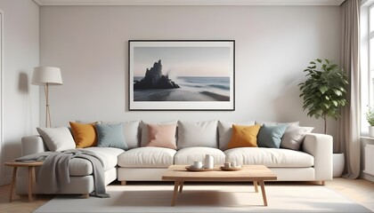 Modern interior background, living room, Scandinavian style