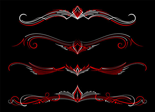 Floral art illustration. Vintage pinstripes art motorcycle and car. Retro and vintage ornaments. For vinyl sticker, painting template, tattoo, apparel, merchandise, border, frame. Vector Eps 10.