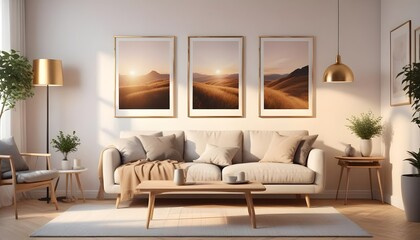 Modern interior background, living room, Scandinavian style