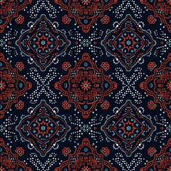 Traditional Moroccan Quatrefoil and Geometric Diamond Tile Design