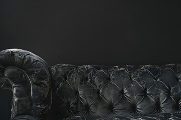 Fototapeta premium rear angle back of old couch, on black background,