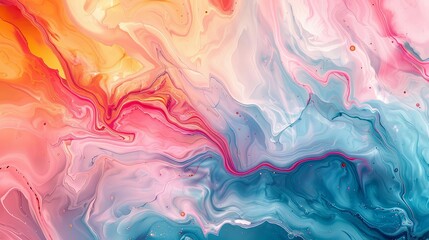 Fototapeta premium Fluid marble patterns in vivid colors, mesmerizing and smooth, abstract wallpaper, modern elegance