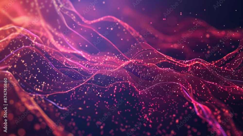 Poster futuristic background with dynamic glowing lines and particles, abstract vector design.