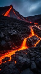 Serene Aerial Perspective of Kilauea Volcano and Mauna Loa's Lava Flows