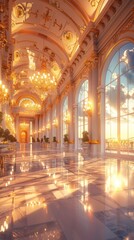 Ornate Baroque Barocco Marble Ceiling Design with Intricate Non-Linear Accents Depicting Classic Elegance and Architectural Beauty