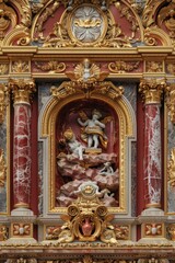 Ornate Baroque Barocco Marble Ceiling Design with Intricate Non-Linear Accents Depicting Classic Elegance and Architectural Beauty