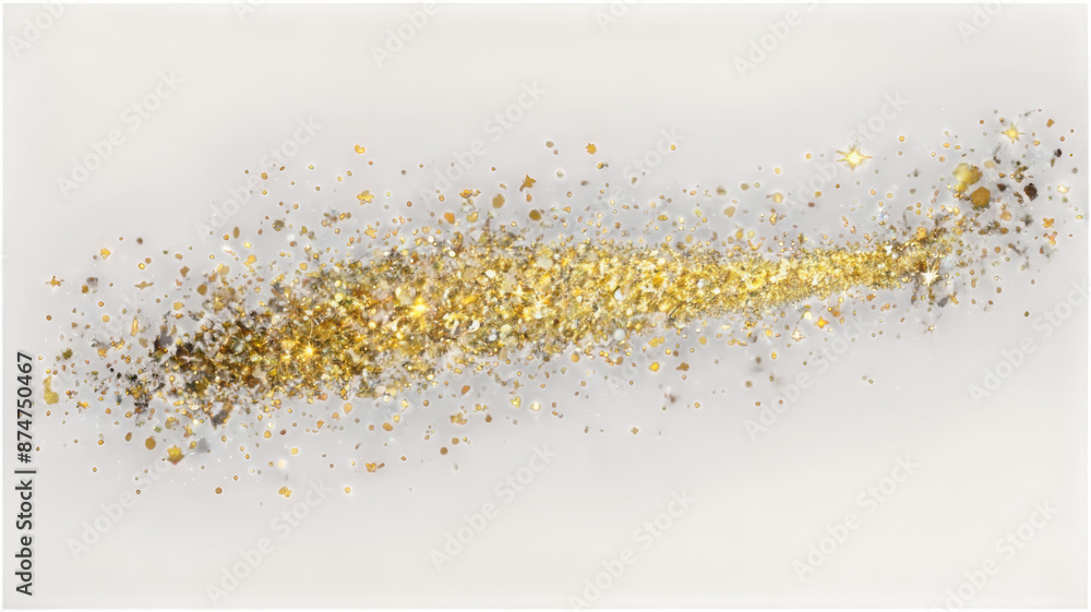 Poster gold sparkle and glitter dust effect isolated on a transparent background