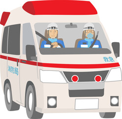 救急車を運転する救急隊員のイラスト
