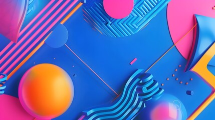 Vibrant Abstract Geometric Shapes Composition in Pastel Colors