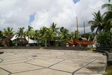 Traditional wooden Boat on Place To'ata - Tahiti Island