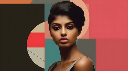 Colorful Abstract Portrait of Woman