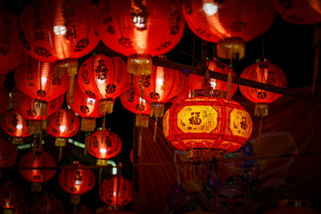 Chinese New Year red lantern Decorated in shrines and on the streets