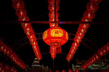 Chinese New Year red lantern Decorated in shrines and on the streets