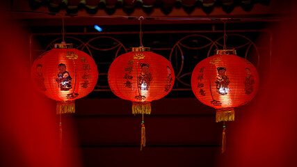 Chinese New Year red lantern Decorated in shrines and on the streets