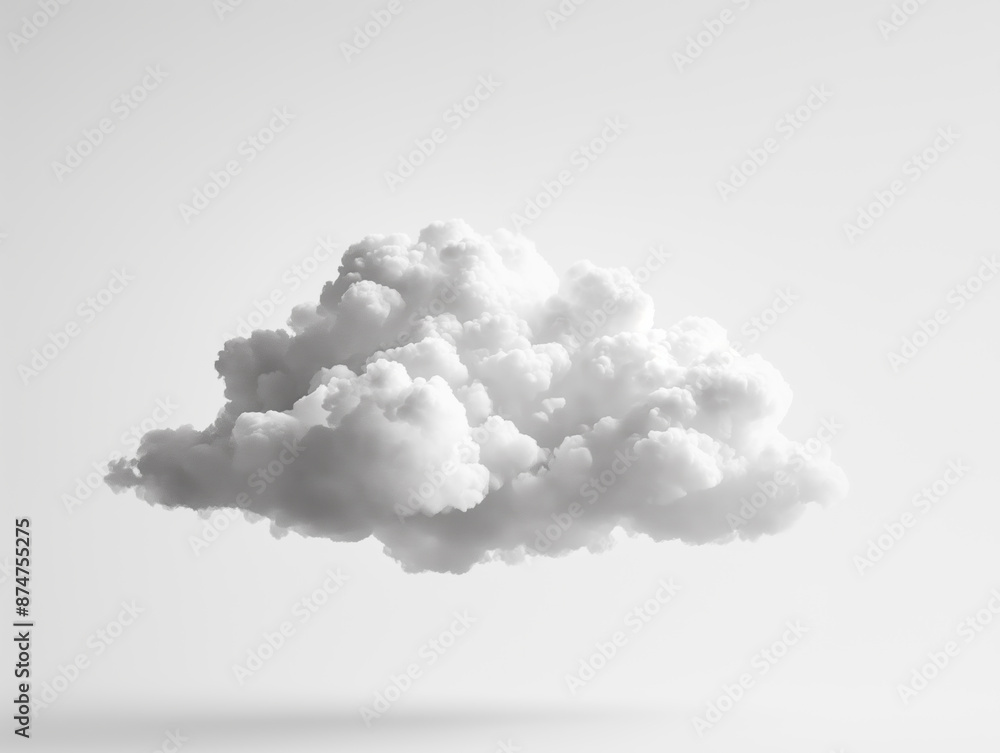Poster a single fluffy cloud against a white background, presenting a minimalist and creative concept. gene