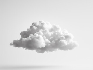 A single fluffy cloud against a white background, presenting a minimalist and creative concept. Generative AI