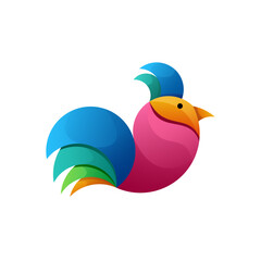 Rooster logo colorful gradient design simple