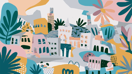 Colorful Abstract City Vector Art