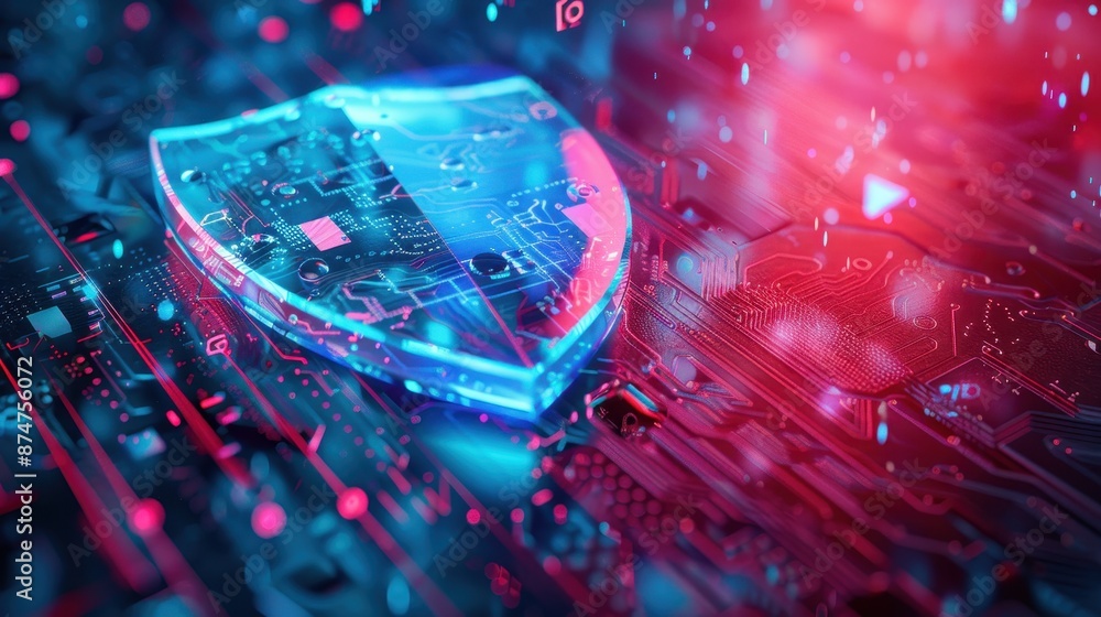 Poster digital fortress: cybersecurity shield protecting sensitive data from online attacks