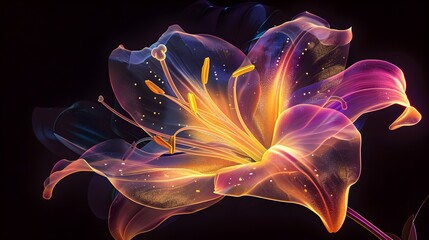Obraz premium Vibrant Fractal Explosion of Light and Color - Captivating Digital Abstract Art