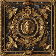 Obraz premium Ornate Baroque Barocco Marble Ceiling Design with Intricate Non-Linear Accents Depicting Classic Elegance and Architectural Beauty