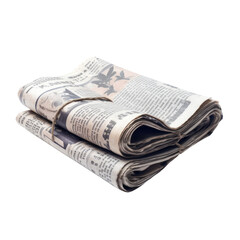 Roll of newspapers isolate on transparent png.
