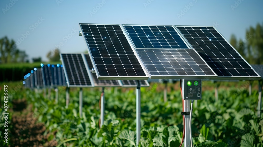 Aufkleber solar-powered sensors monitoring soil moisture levels for sustainable farming practices
