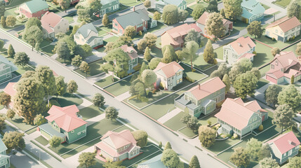 view of the village, a 3d map of a residential neighborhood, City or town model, miniature, distant view of a village landscape