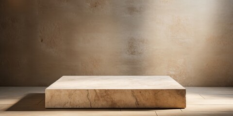 Minimalist Stone Platform Against a Textured Wall