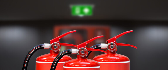 Fire extinguisher with door fire exit for prevent or protection or prepare fire equipment for...
