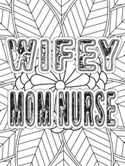 Dog Quotes Flower Coloring Page Beautiful black and white illustration for adult coloring book