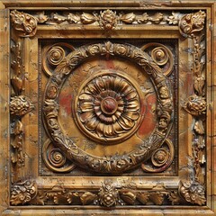 Ornate Baroque Barocco Marble Ceiling Design with Intricate Non-Linear Accents Depicting Classic Elegance and Architectural Beauty