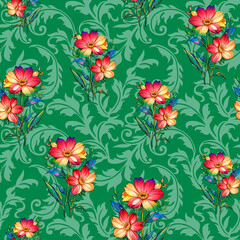 Watercolor hand painted roses, peonies, Paisley flowers