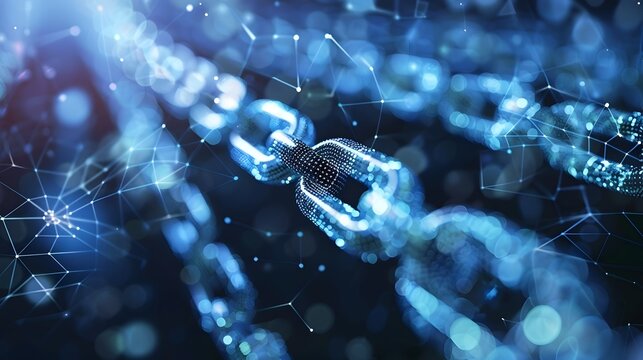 Futuristic Blockchain-Based Financial Transaction Visualization Showcasing Secure Business Concept