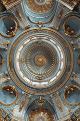 Obraz premium Ornate Baroque Barocco Marble Ceiling Design with Intricate Non-Linear Accents Depicting Classic Elegance and Architectural Beauty