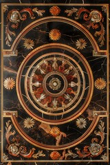 Fototapeta premium Ornate Baroque Barocco Marble Ceiling Design with Intricate Non-Linear Accents Depicting Classic Elegance and Architectural Beauty