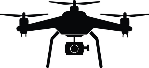 Drone silhouette vector, drone camera icon silhouette vector illustration