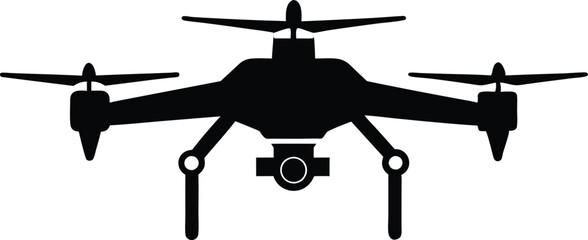 Drone silhouette vector, drone camera icon silhouette vector illustration