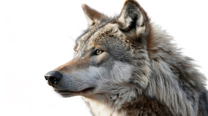 Fototapeta premium A wolf with a brown and gray coat is staring at the camera