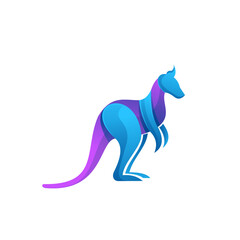 A blue and purple kangaroo with a white background