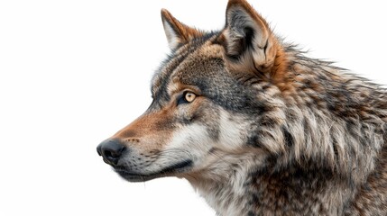 Fototapeta premium A wolf with a brown and gray coat and a black nose