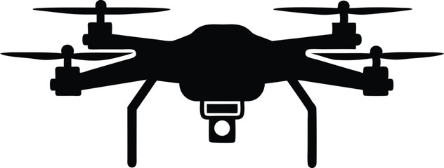 Drone silhouette vector, drone camera icon silhouette vector illustration