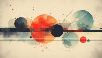 Obraz premium A nostalgic abstract illustration with a retro color palette and grainy texture, reminiscent of old film