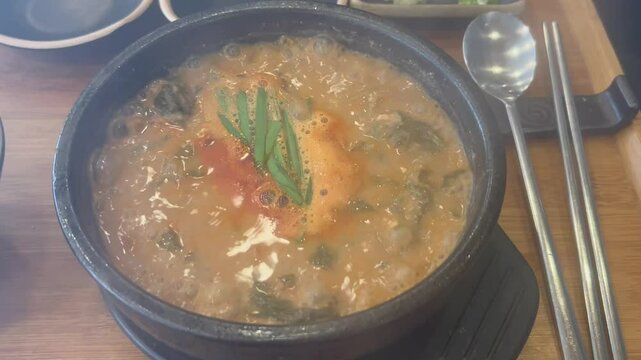 Delicious and spicy Korean loach stew