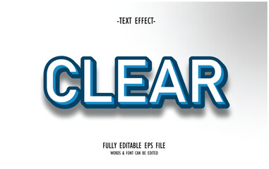 Clear 3D style text Effect Fully editable Vector or EPS