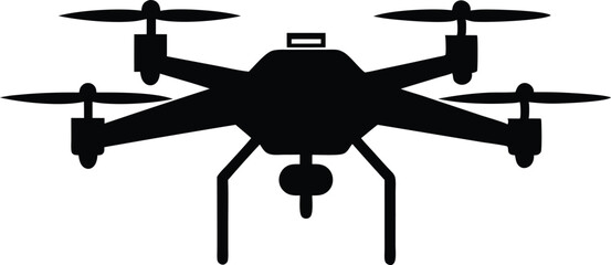 Drone silhouette vector, drone camera icon silhouette vector illustration