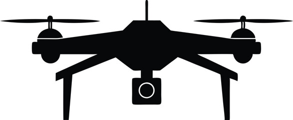 Drone silhouette vector, drone camera icon silhouette vector illustration