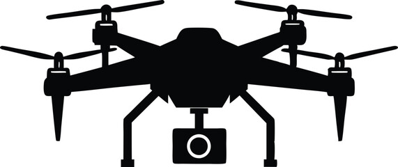 Drone silhouette vector, drone camera icon silhouette vector illustration