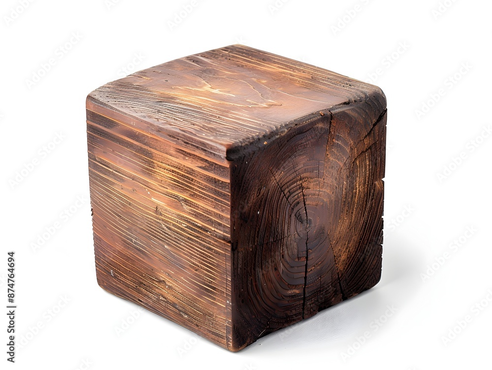 Poster rustic wooden cube block for handmade products and clean background presentation