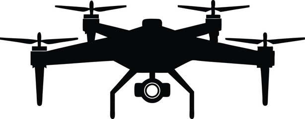 Drone silhouette vector, drone camera icon silhouette vector illustration